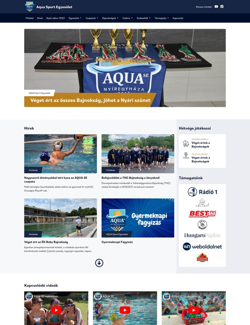 AquaSE számára weboldal fejlesztés