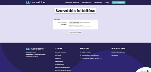 szerződés feltöltés weboldalnet