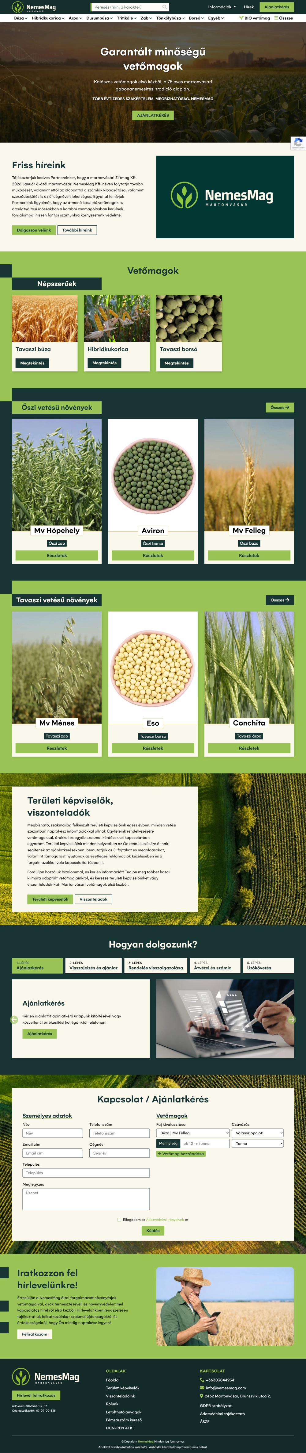 Martonvásári NemesMag Kft. Asztali nézet