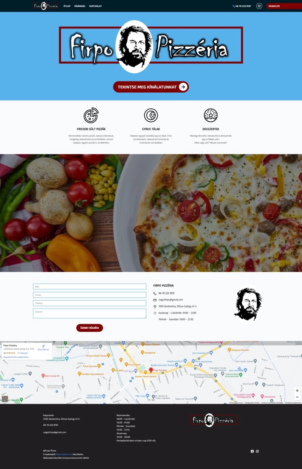 Firpo Pizzéria Asztali nézet