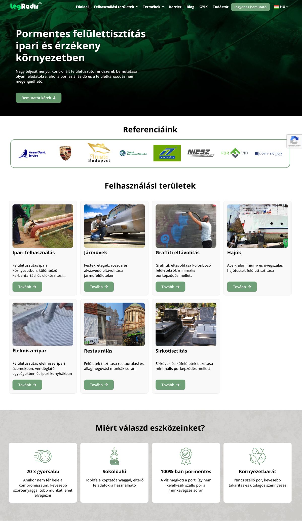 LégRadír - Komplex oldal | Weboldal készítés asztali előnézet