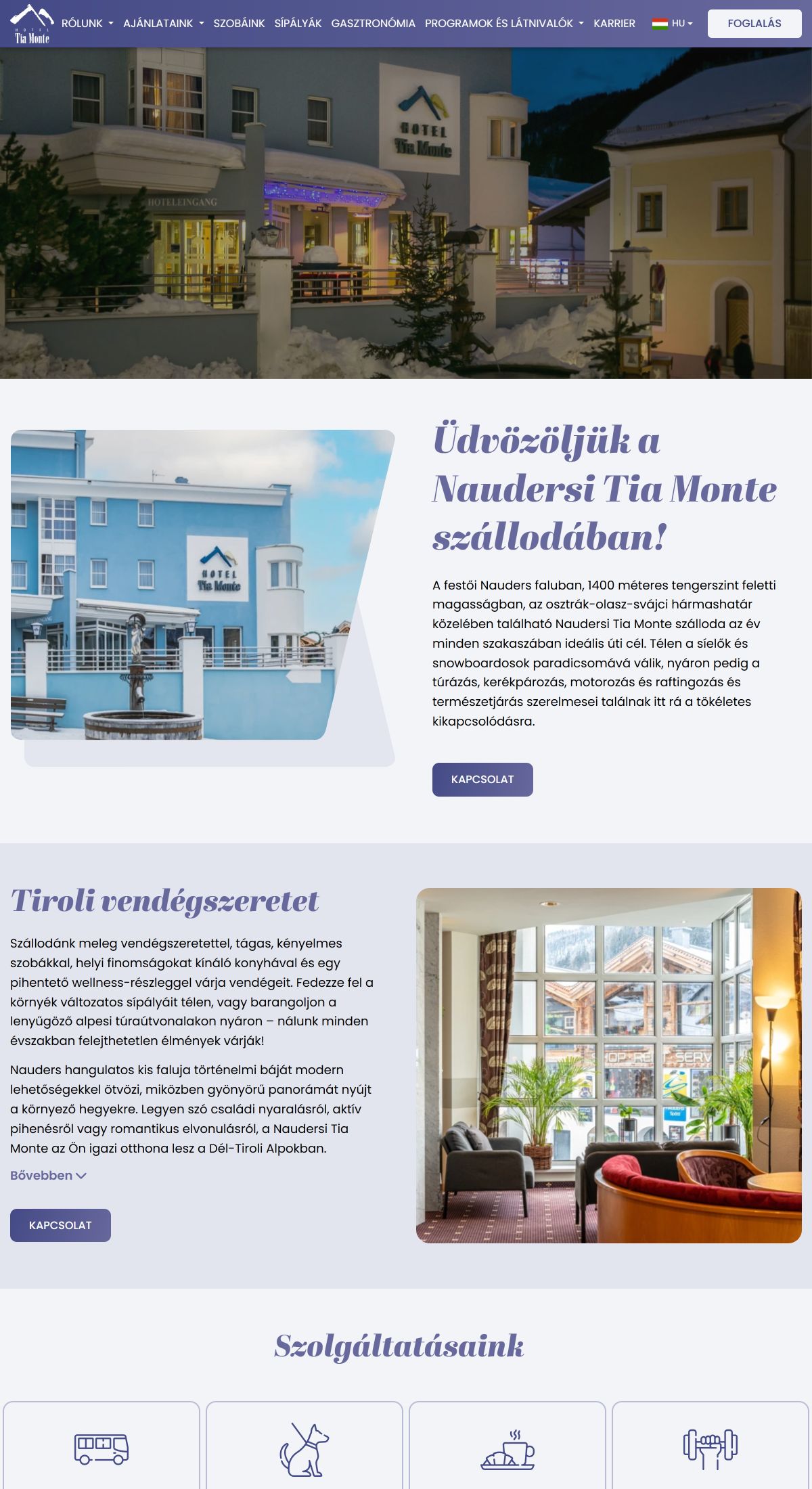 Hotel Tia Monte - Komplex oldal | Weboldal készítés asztali előnézet