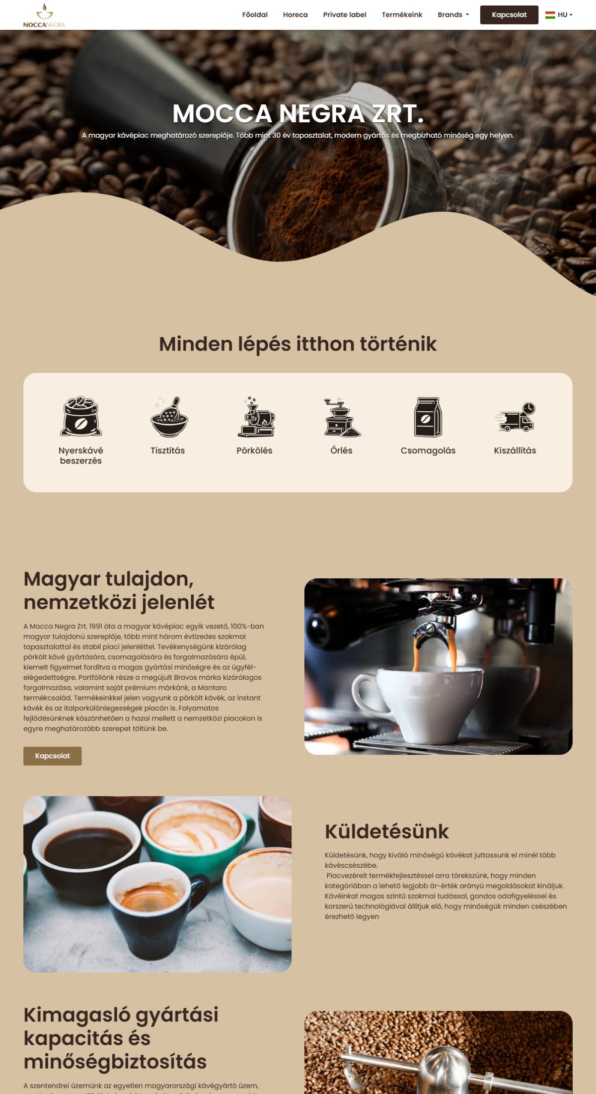 Mocca Negra Zrt. - Bemutatkozó oldal | Weboldal készítés asztali előnézet