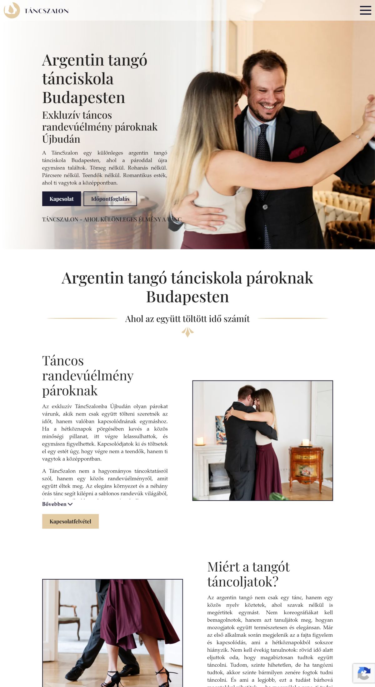 TáncSzalon - Komplex oldal | Weboldal készítés asztali előnézet
