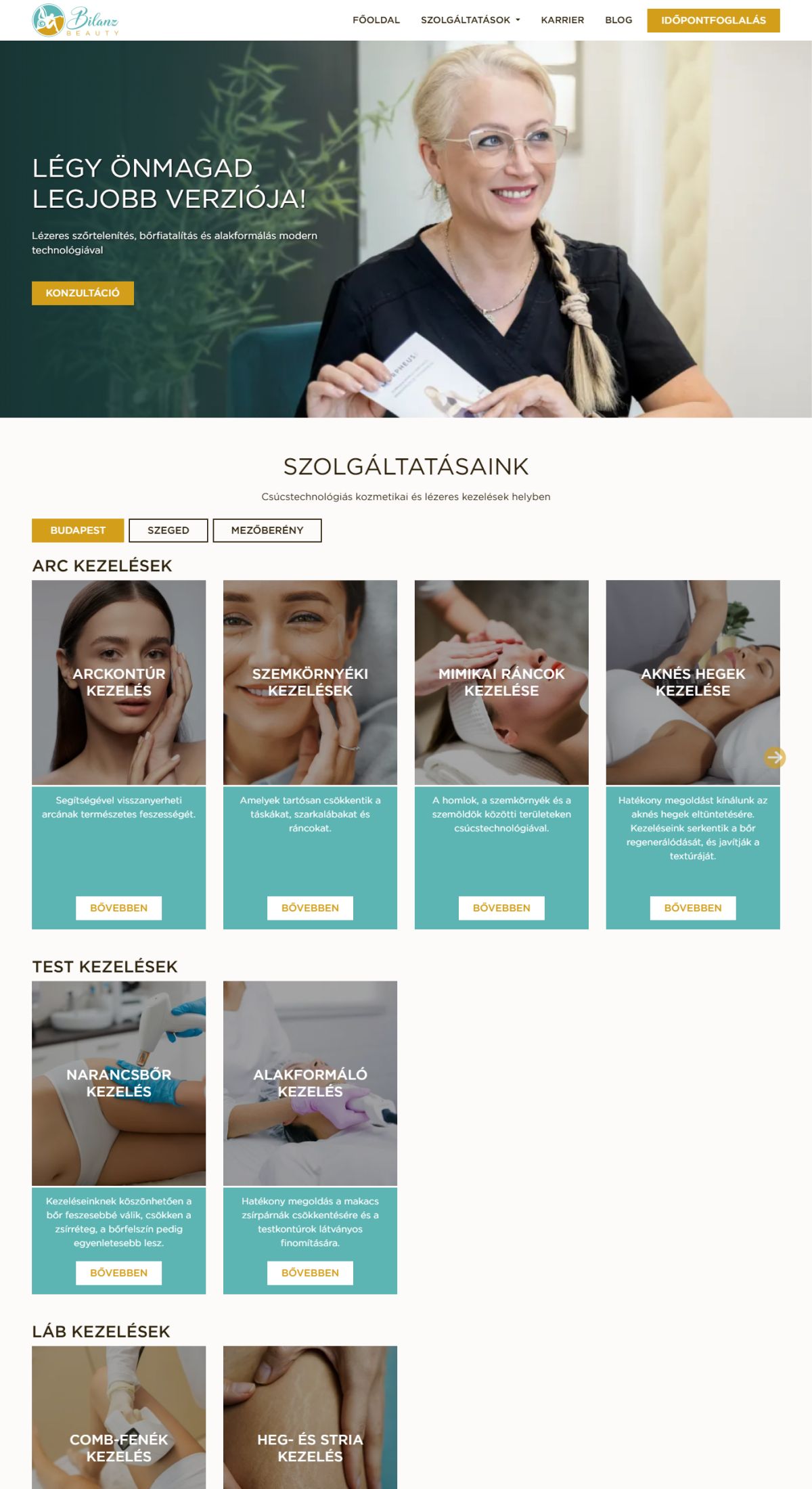 Bilanz Beauty - Bemutató oldal | Weboldal készítés asztali előnézet