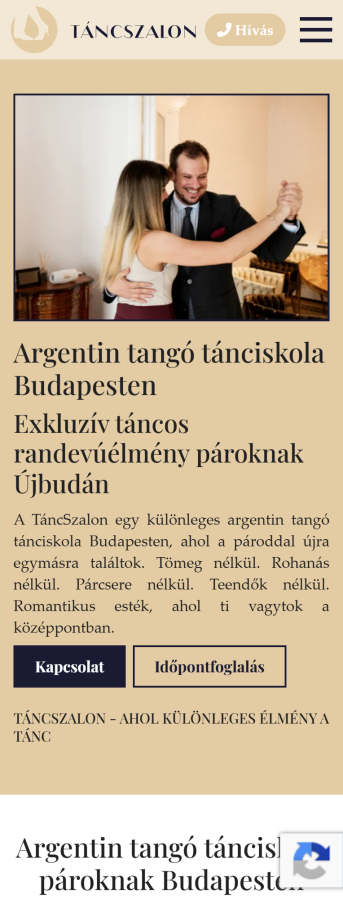 TáncSzalon - Komplex oldal | Weboldal készítés mobil előnézet