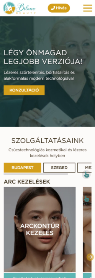 Bilanz Beauty - Bemutató oldal | Weboldal készítés mobil előnézet