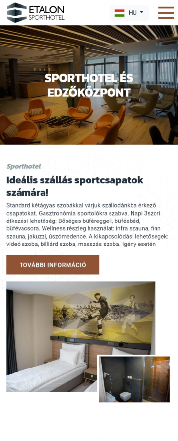 Etalon Sporthotel - Bemutató oldal | Weboldal készítés mobil előnézet