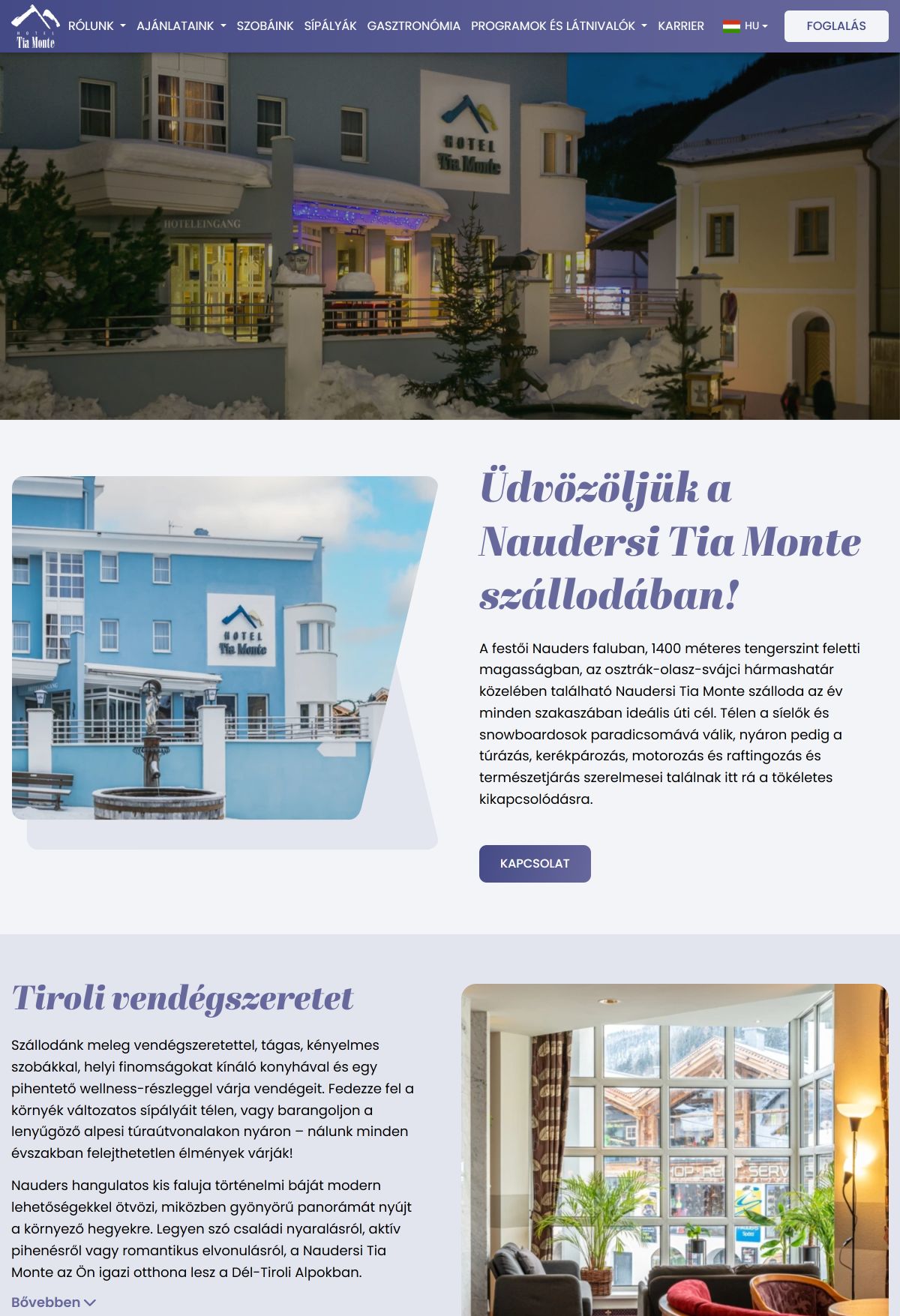 Hotel Tia Monte - Komplex oldal | Weboldal készítés előnézet