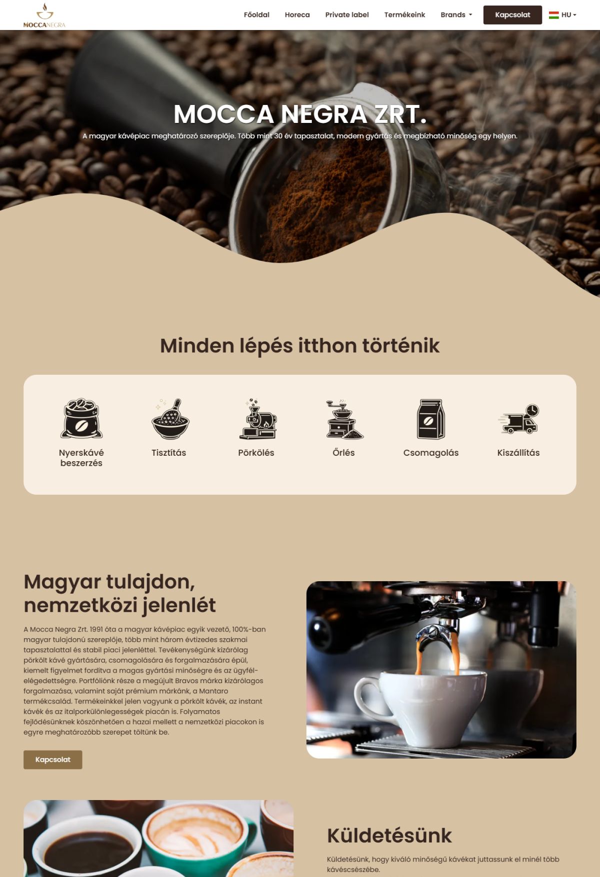 Mocca Negra Zrt. - Bemutatkozó oldal | Weboldal készítés előnézet
