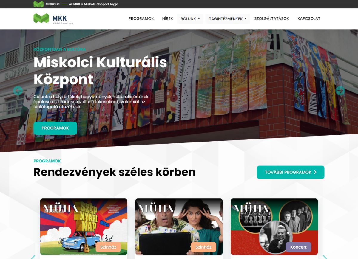 Miskolci Kulturális Központ - Komplex oldal | Weboldal készítés előnézet