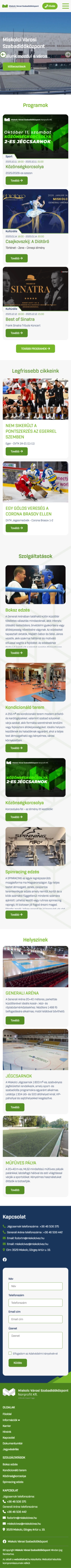 Miskolc Városi Szabadidőközpont Nonprofit Kft. Mobil nézet