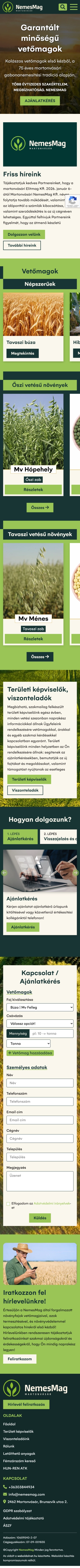 Martonvásári NemesMag Kft. Mobil nézet