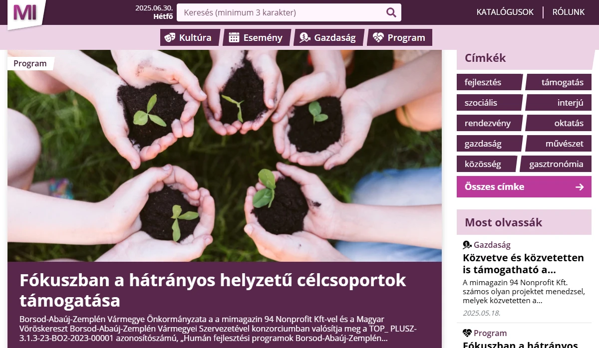 BORA 94 Nonprofit Kft. - Komplex oldal | Weboldal készítés bemutató kép