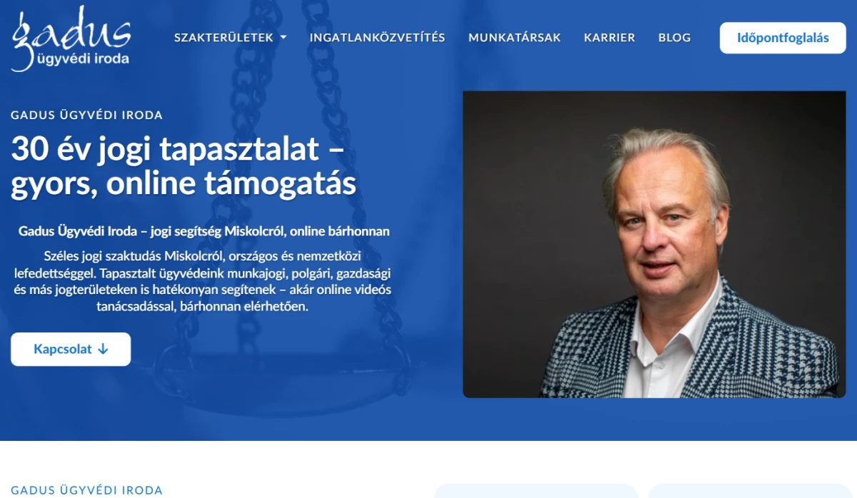 Gadus Ügyvédi Iroda - Bemutató oldal | Weboldal készítés bemutató kép