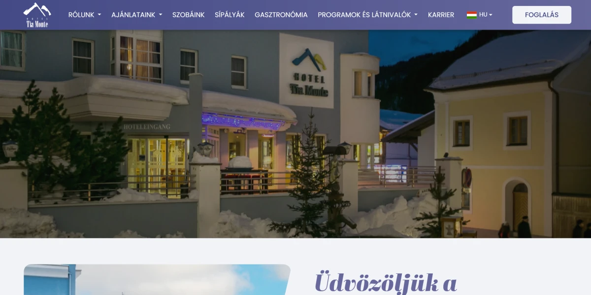 Hotel Tia Monte - Komplex oldal | Weboldal készítés bemutató kép