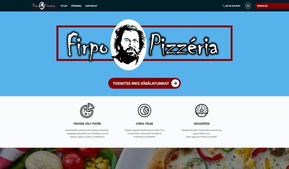 Firpo Pizzéria - Ételrendelő portál | Weboldal készítés bemutató kép